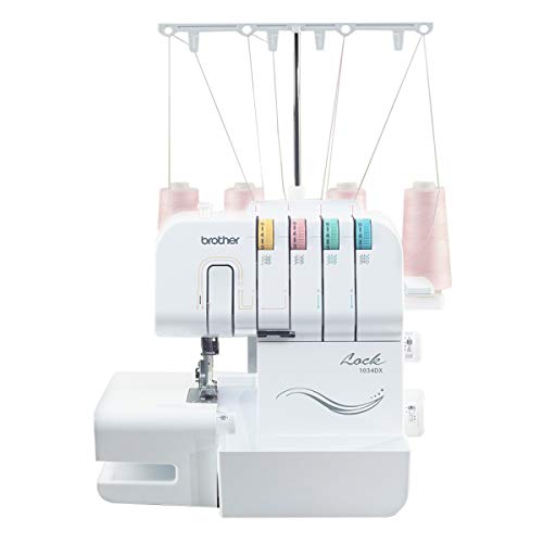 Brother Serger 1034DX, Durable Metal Frame Overlock Machine, 1,300 Stitches Per Minute, Trim Trap, 3 Accessory Feet and Protective Cover Included