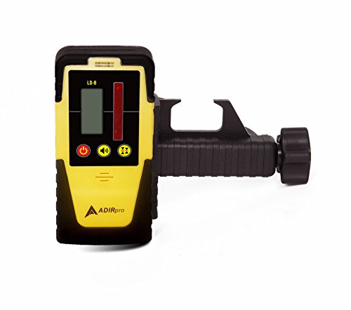 AdirPro Universal Rotary Laser Detector (LD-8) - Digital Rotary Laser Receiver with Dual Display and Built-In Bubble Level, Compatible with All Red Rotary Lasers - Rod Clamp Included