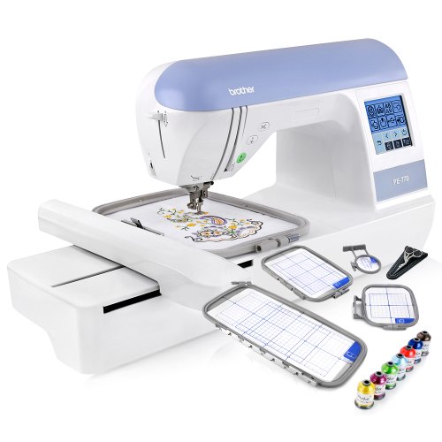 Brother Embroidery Machine, PE770, 5” x 7” Embroidery Machine with Built-in Memory, USB Port, 6 Lettering Fonts, 136 Built-in Designs
