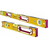 Stabila 37816 48-Inch and 16-Inch Aluminum Box Beam Level Set, Yellow